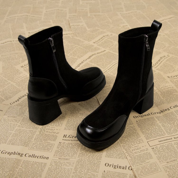Women's Thick Bottom Chunky Heel Martin Boots with Platform