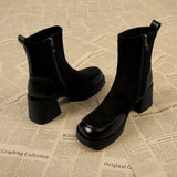 Women's Thick Bottom Chunky Heel Martin Boots with Platform