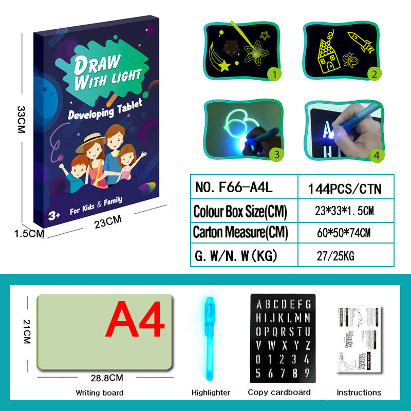 Luminous Drawing Tablet with Flashlight Marker - 10Style / M
