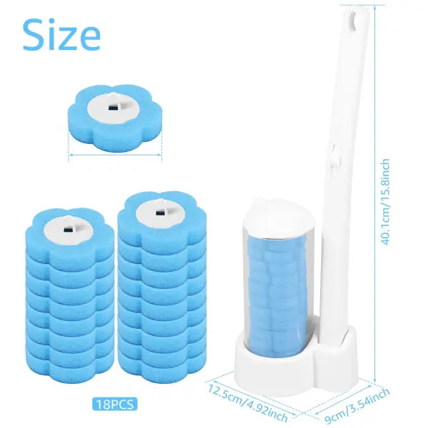 18/36pcs Disposable Toilet Brush Kit: Long Handle Wand & Scrubbing Refills for Deep Cleaning - C White 18 Head 1