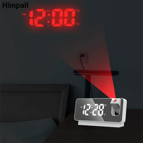 180° Rotation LED Digital Projection Alarm Clock for Bedroom