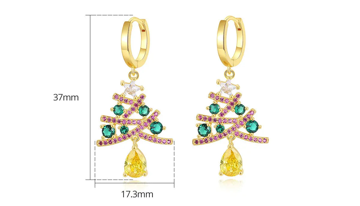 Christmas Tree Rhinestone Earrings for Shining Women’s Jewelry