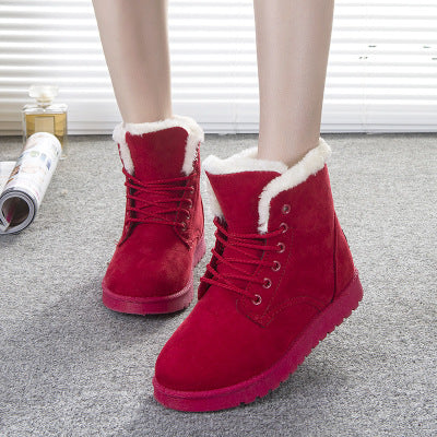 Suede Women Snow Boots with Artificial Wool Lining