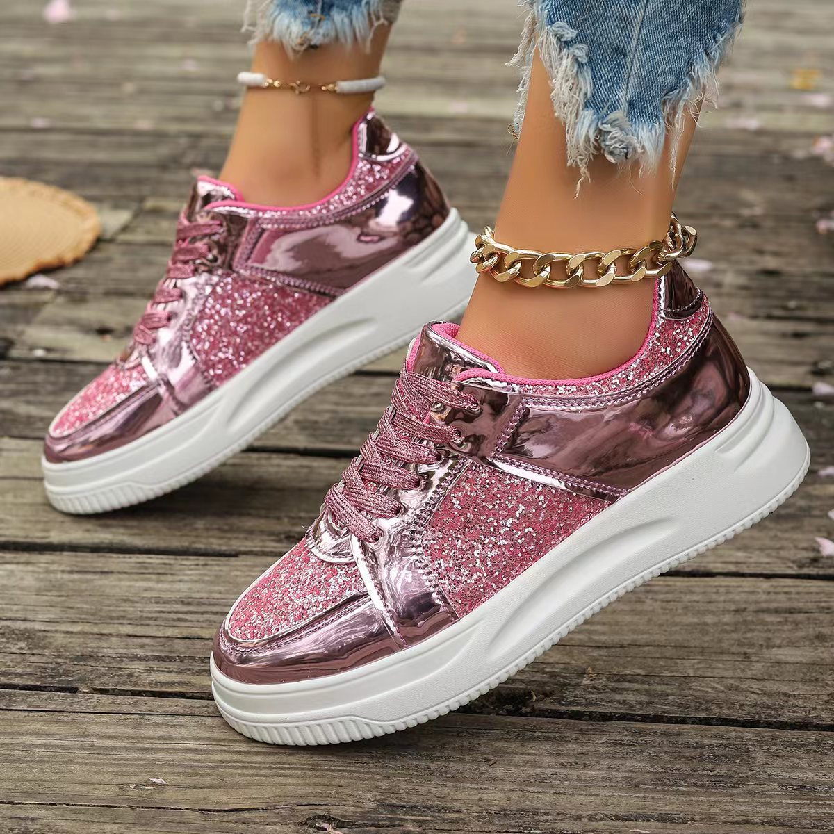 Women Low Heel Round Toe PU Leather Shoes