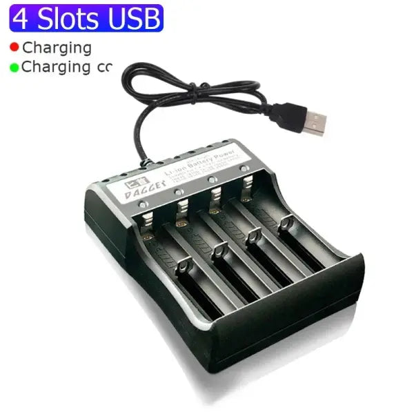 18650 Battery Charger 1/2/4 Slots Dual 18650 Charging 3.7V Rechargeable Lithium Battery USB Charger For 16340 14500