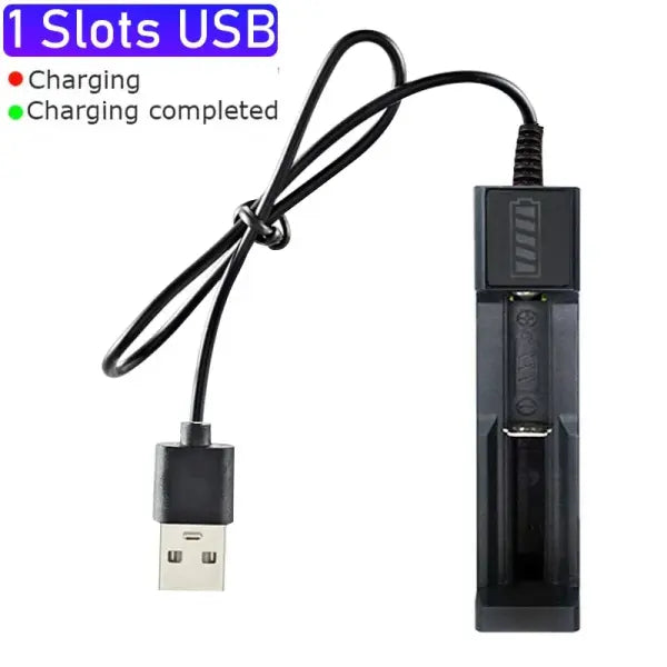 18650 Battery Charger 1/2/4 Slots Dual 18650 Charging 3.7V Rechargeable Lithium Battery USB Charger For 16340 14500