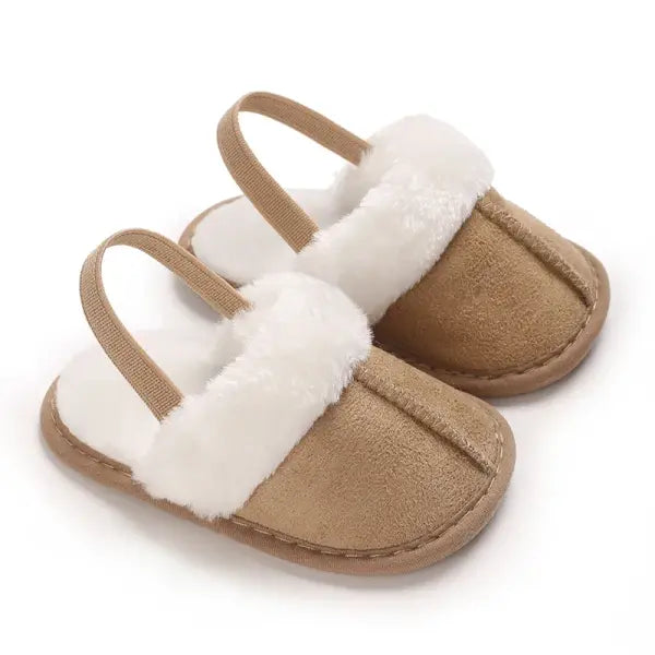 Baby Cotton Plush Slippers 0–18M – Soft Sole Warm Winter Indoor Walking Shoes for Boys & Girls - G32 Apricot / 13-18