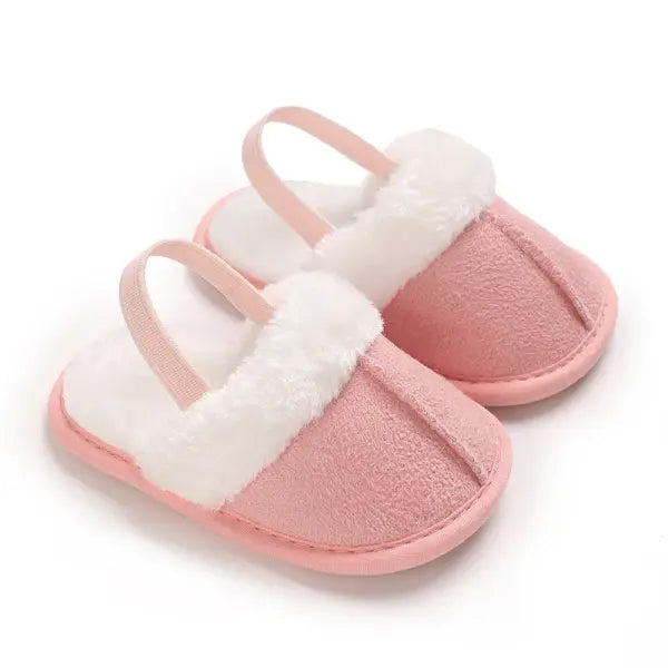 Baby Cotton Plush Slippers 0–18M – Soft Sole Warm Winter Indoor Walking Shoes for Boys & Girls - G32 Pink / 13-18 Months
