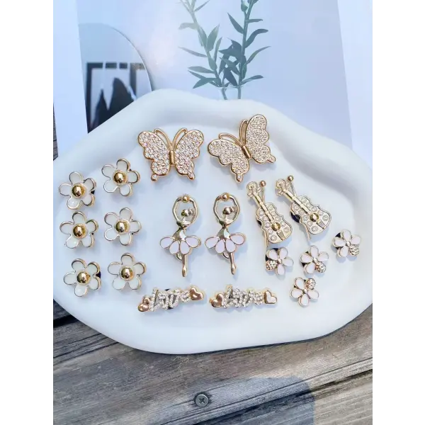 18pcs Gold Rhinestone Bear Shoe Charms – Cute DIY Detachable Accessories for Clogs - xiaotiqin-18