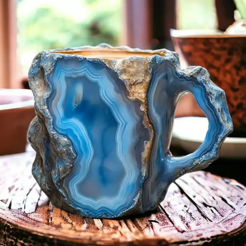 Elegant Resin Crystal Coffee Mug for Home and Workplace Decor - Sky Blue / 10cm High / No inner liner