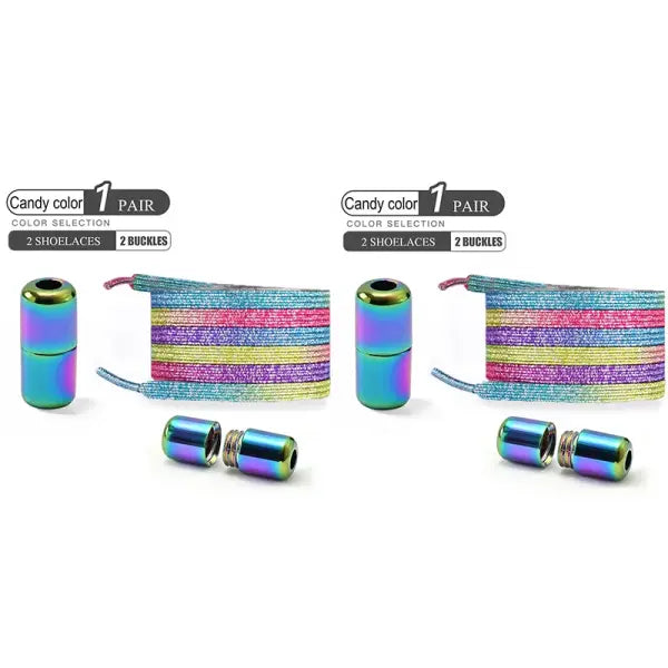 Pearl Light No Tie Elastic Shoelaces with Colorful Buckle - 2pairs-Candy