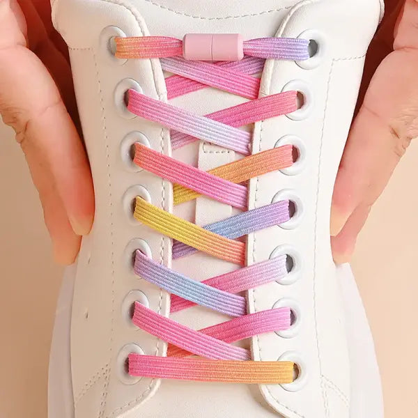 Pearl Light No Tie Elastic Shoelaces with Colorful Buckle