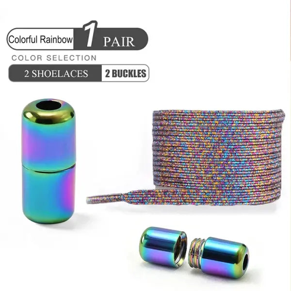 Pearl Light No Tie Elastic Shoelaces with Colorful Buckle - Seven Colors