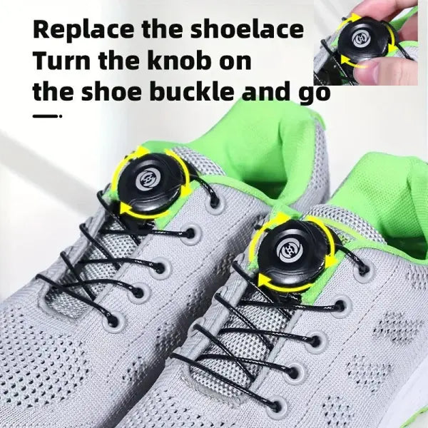 1 Pair Adjustable Automatic Buckle Lazy Laces: Universal No-Tie Quick-Lock Shoelaces - Black