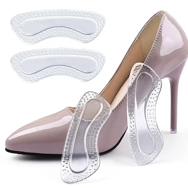 1 Pair Silicone GEL Heel Protectors: Non-Slip Cushion Pads for High Heels - Clear / CHINA