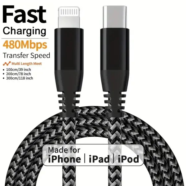 1PC 2PCS MFi Certified Fast Cable durable Nylon Braided Cord USB C to Lightning Cable Fast Charging Data for iPhone 14