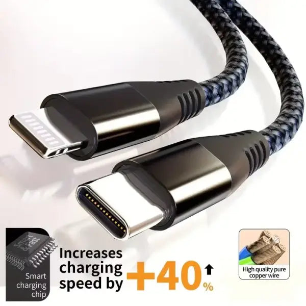 1PC 2PCS MFi Certified Fast Cable durable Nylon Braided Cord USB C to Lightning Cable Fast Charging Data for iPhone 14