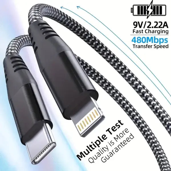 1PC 2PCS MFi Certified Fast Cable durable Nylon Braided Cord USB C to Lightning Cable Fast Charging Data for iPhone 14