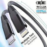 1PC 2PCS MFi Certified Fast Cable durable Nylon Braided Cord USB C to Lightning Cable Fast Charging Data for iPhone 14
