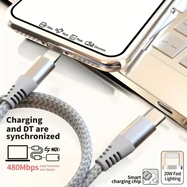 1PC 2PCS MFi Certified Fast Cable durable Nylon Braided Cord USB C to Lightning Cable Fast Charging Data for iPhone 14