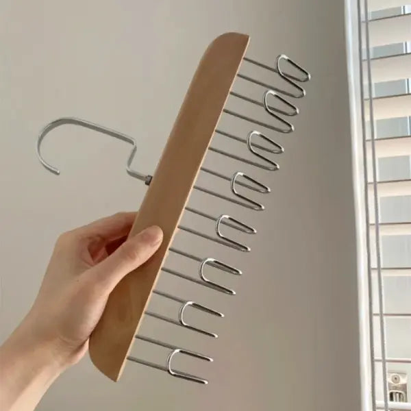 Multi-functional Bra & Tie Hanger: Sturdy 8-Tier Wardrobe Organizer for Camisoles & Belts - Burlywood
