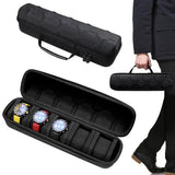 5-Slot Watch Case Hard Shell Black Travel Organizer - black