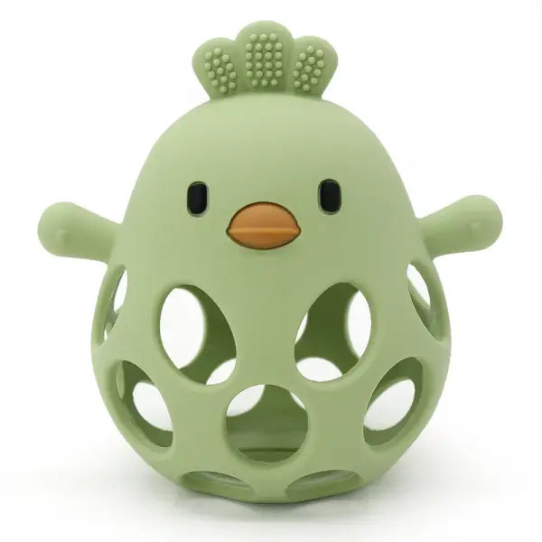 1PC Baby Silicone Teether Toy – Cartoon Chick Chew Training Toy for Infant Oral Care - 11-Olive