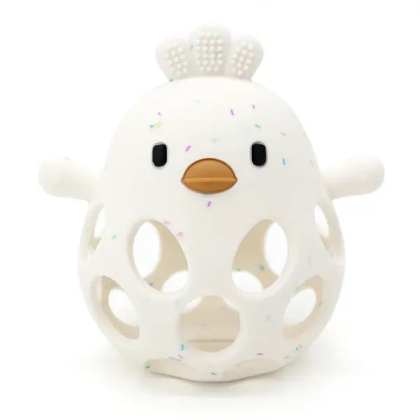 1PC Baby Silicone Teether Toy – Cartoon Chick Chew Training Toy for Infant Oral Care - 32-White