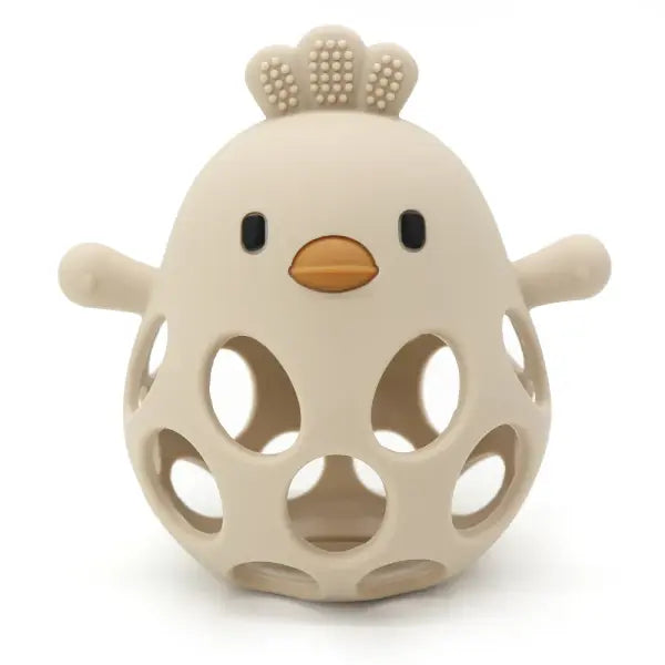 1PC Baby Silicone Teether Toy – Cartoon Chick Chew Training Toy for Infant Oral Care - 29-Beige