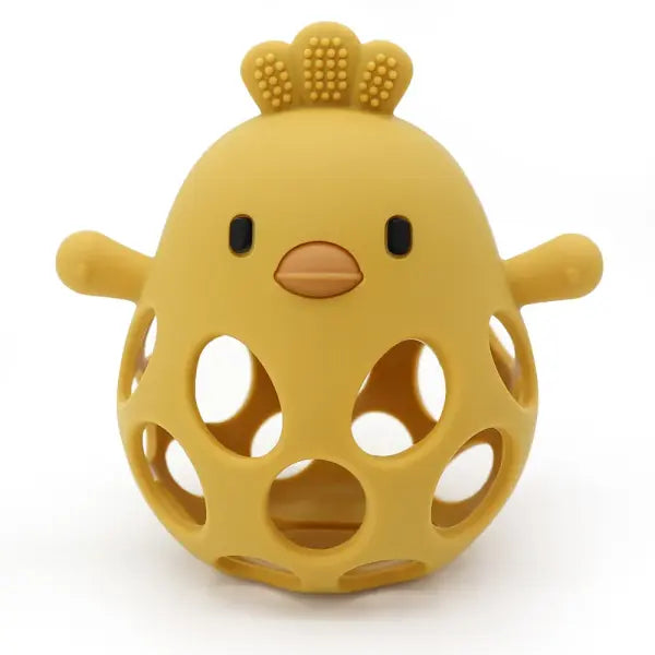 1PC Baby Silicone Teether Toy – Cartoon Chick Chew Training Toy for Infant Oral Care - 09-Mango