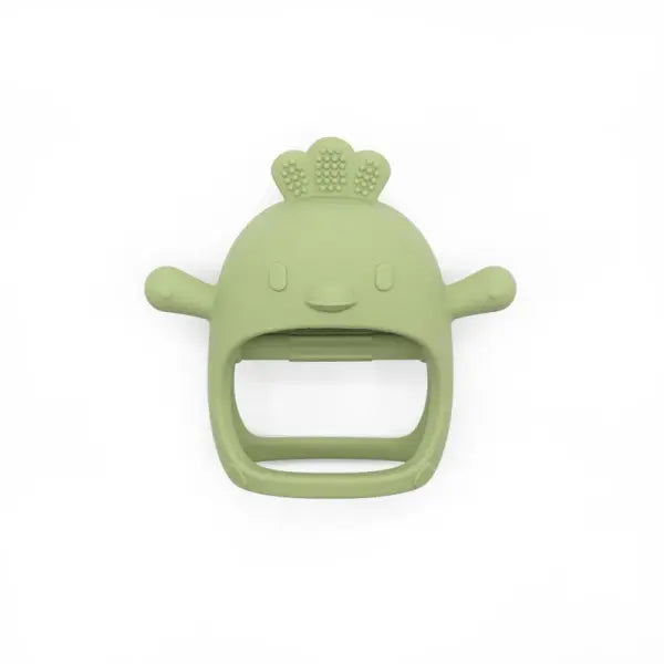 1PC Baby Silicone Teether Toy – Cartoon Chick Chew Training Toy for Infant Oral Care - 11-olive