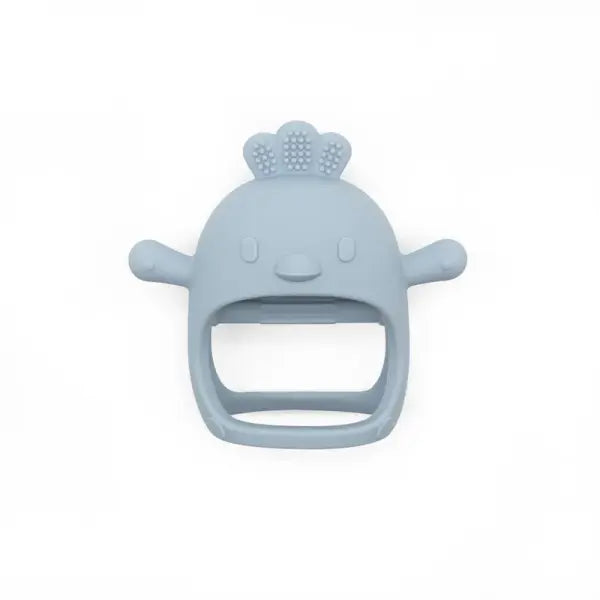 1PC Baby Silicone Teether Toy – Cartoon Chick Chew Training Toy for Infant Oral Care - 10-dusty Blue