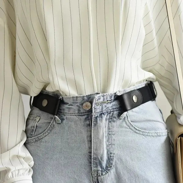 1pc Buckle-Free Belt For Jean Pants,Dresses,No Buckle Stretch Elastic Waist Belt For Women/Men,No Bulge,No Hassle Waist