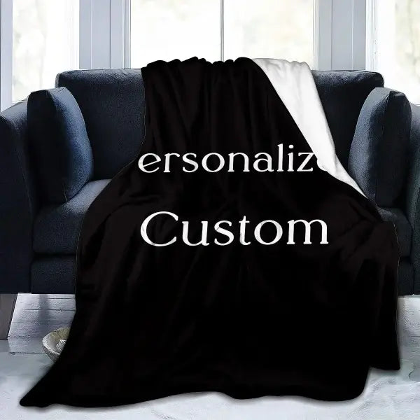 1pc Custom Digital Flannel Fleece Blanket Personalized With Various Images Gift For Girls Boys Adults Travel - Warm