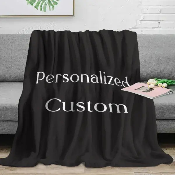 1pc Custom Digital Flannel Fleece Blanket Personalized With Various Images Gift For Girls Boys Adults Travel - Warm