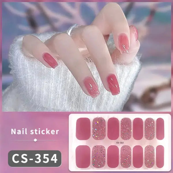 1pc DIY Baking-free Nail Stickers Long-Lasting Solid Color Fresh Flowers Christmas Autumn Nail Strips Patch Full Cover