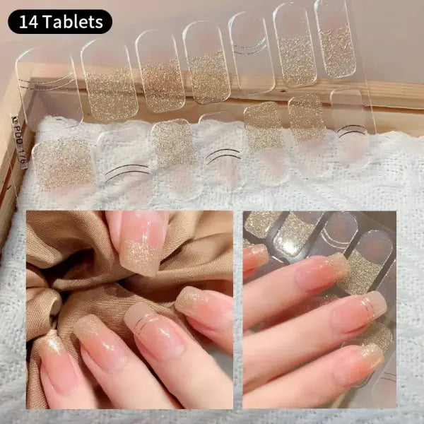 1pc DIY Baking-free Nail Stickers Long-Lasting Solid Color Fresh Flowers Christmas Autumn Nail Strips Patch Full Cover