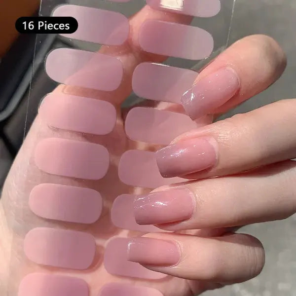 1pc DIY Baking-free Nail Stickers Long-Lasting Solid Color Fresh Flowers Christmas Autumn Nail Strips Patch Full Cover