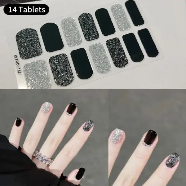 1pc DIY Baking-free Nail Stickers Long-Lasting Solid Color Fresh Flowers Christmas Autumn Nail Strips Patch Full Cover