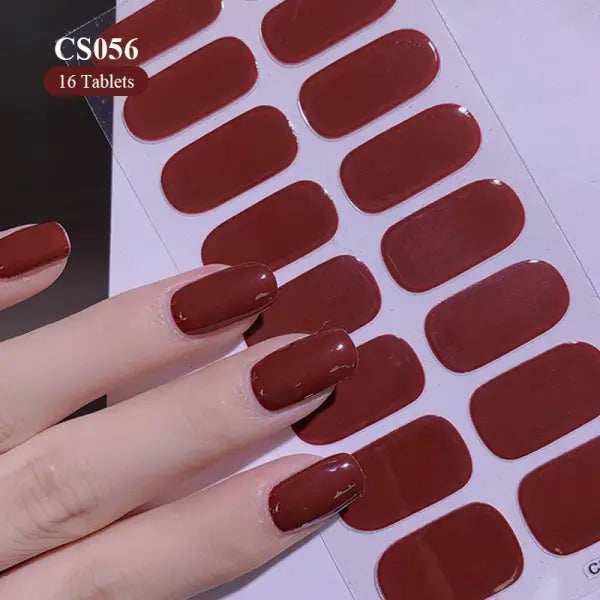 1pc DIY Baking-free Nail Stickers Long-Lasting Solid Color Fresh Flowers Christmas Autumn Nail Strips Patch Full Cover