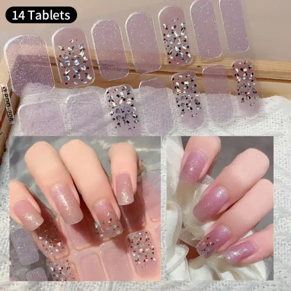 1pc DIY Baking-free Nail Stickers Long-Lasting Solid Color Fresh Flowers Christmas Autumn Nail Strips Patch Full Cover