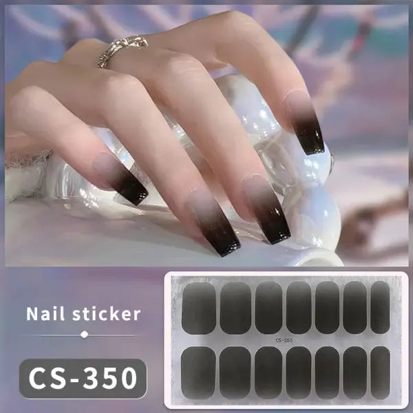 1pc DIY Baking-free Nail Stickers Long-Lasting Solid Color Fresh Flowers Christmas Autumn Nail Strips Patch Full Cover