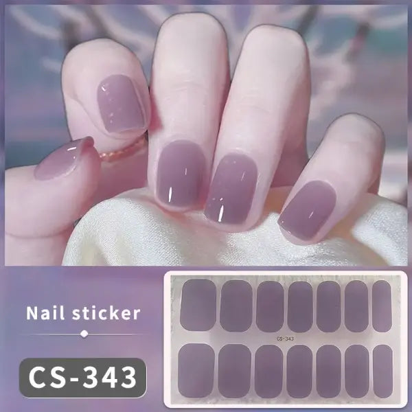 1pc DIY Baking-free Nail Stickers Long-Lasting Solid Color Fresh Flowers Christmas Autumn Nail Strips Patch Full Cover