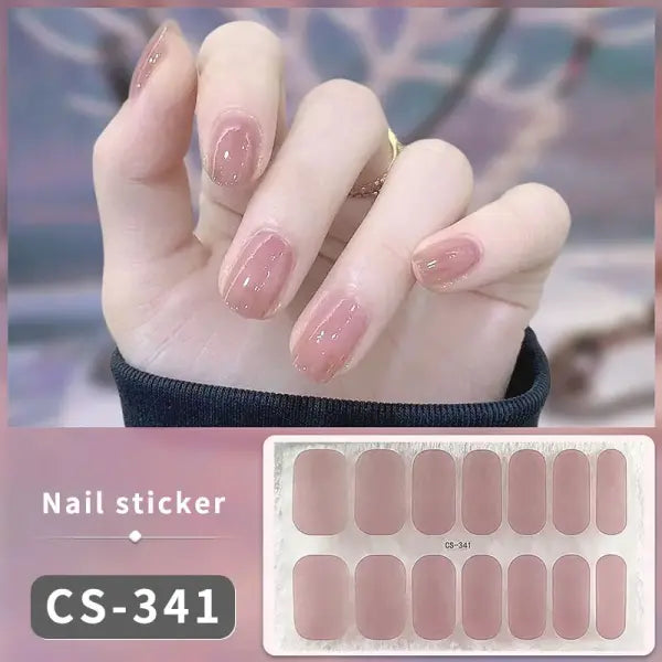 1pc DIY Baking-free Nail Stickers Long-Lasting Solid Color Fresh Flowers Christmas Autumn Nail Strips Patch Full Cover