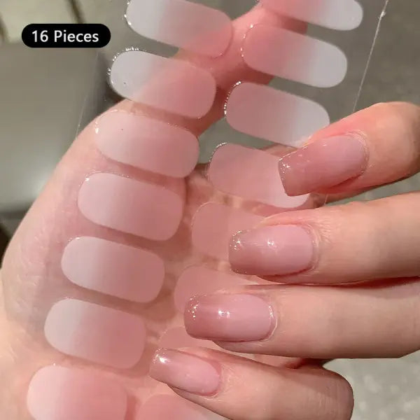 1pc DIY Baking-free Nail Stickers Long-Lasting Solid Color Fresh Flowers Christmas Autumn Nail Strips Patch Full Cover