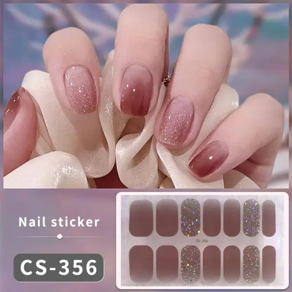 1pc DIY Baking-free Nail Stickers Long-Lasting Solid Color Fresh Flowers Christmas Autumn Nail Strips Patch Full Cover