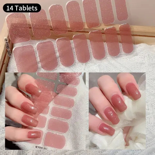 1pc DIY Baking-free Nail Stickers Long-Lasting Solid Color Fresh Flowers Christmas Autumn Nail Strips Patch Full Cover