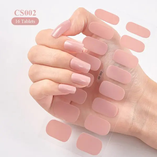 1pc DIY Baking-free Nail Stickers Long-Lasting Solid Color Fresh Flowers Christmas Autumn Nail Strips Patch Full Cover