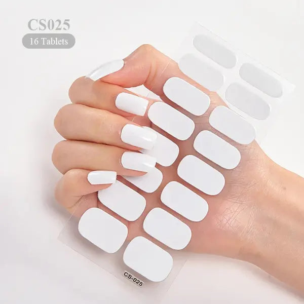 1pc DIY Baking-free Nail Stickers Long-Lasting Solid Color Fresh Flowers Christmas Autumn Nail Strips Patch Full Cover