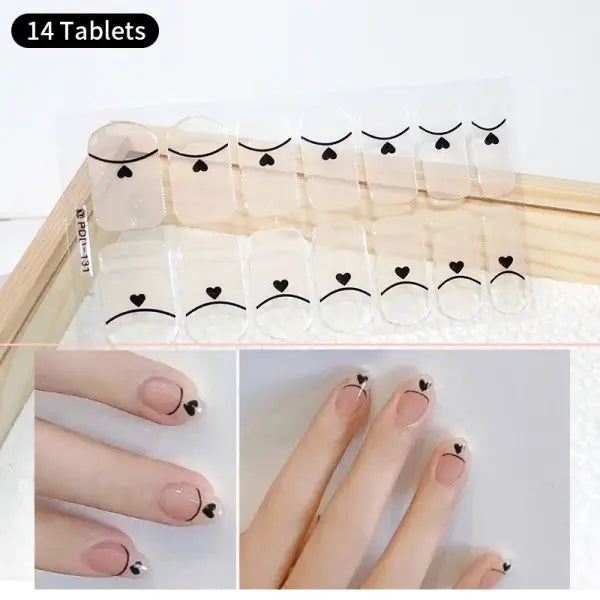 1pc DIY Baking-free Nail Stickers Long-Lasting Solid Color Fresh Flowers Christmas Autumn Nail Strips Patch Full Cover